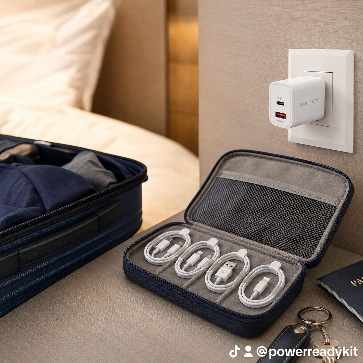 PowerReady Universal Charging Kit – 2-Port Wall Charger + 4 Cords