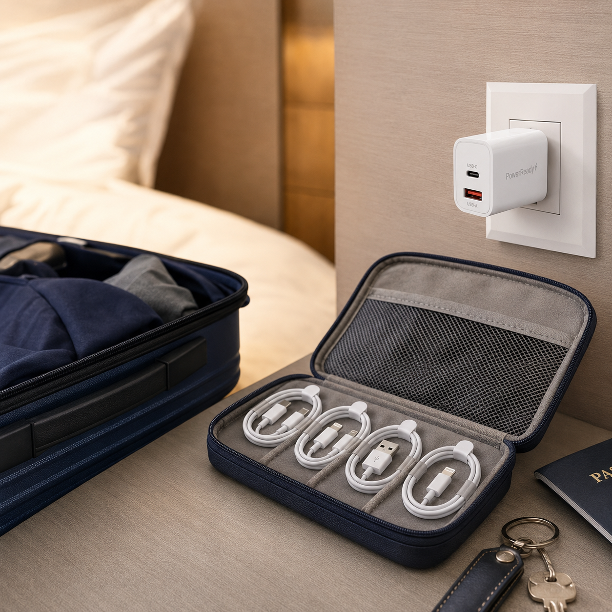 PowerReady Universal Charging Kit – 2-Port Wall Charger + 4 Cords