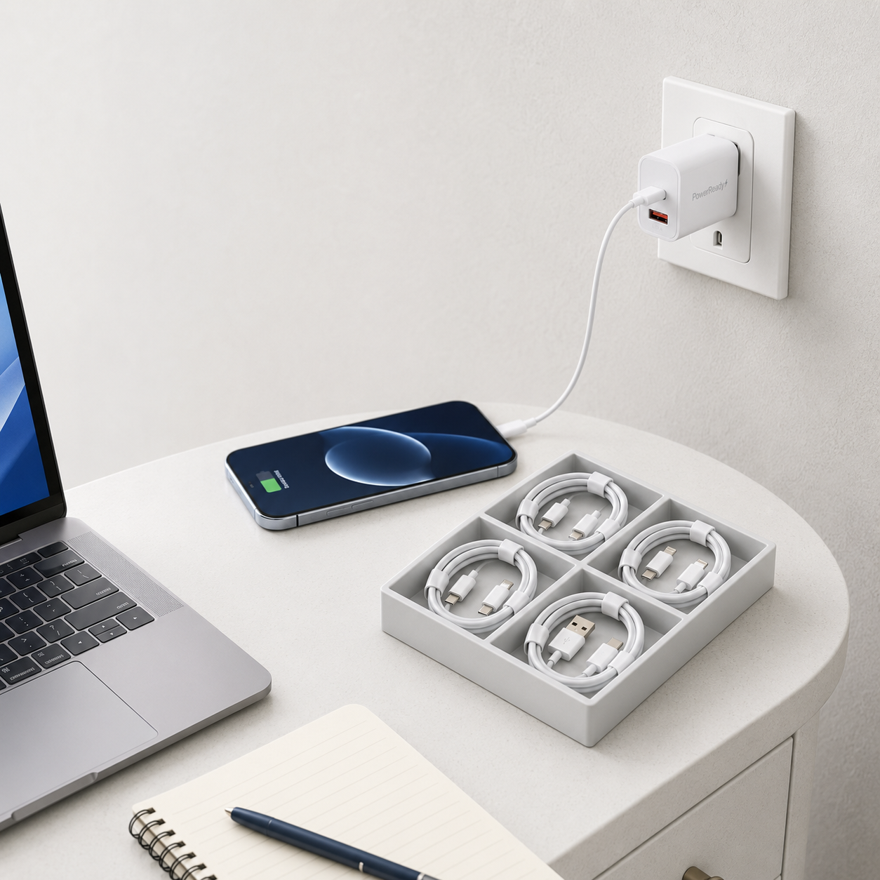 PowerReady Universal Charging Kit – 2-Port Wall Charger + 4 Cords