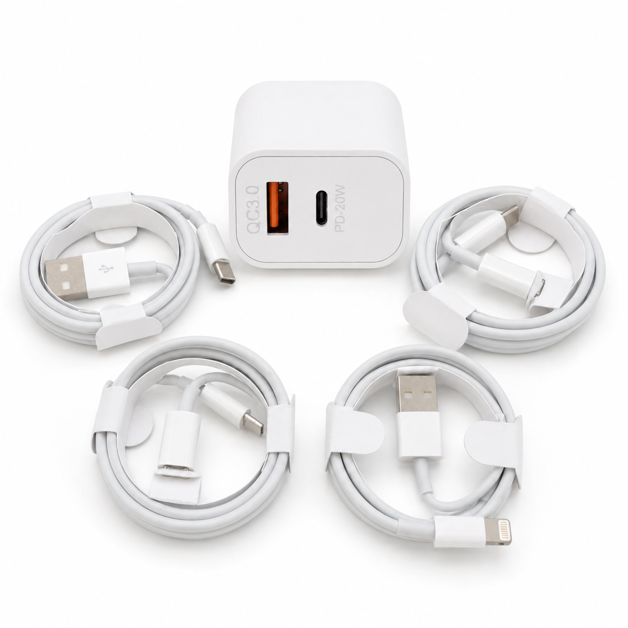 PowerReady Universal Charging Kit – 2-Port Wall Charger + 4 Cords