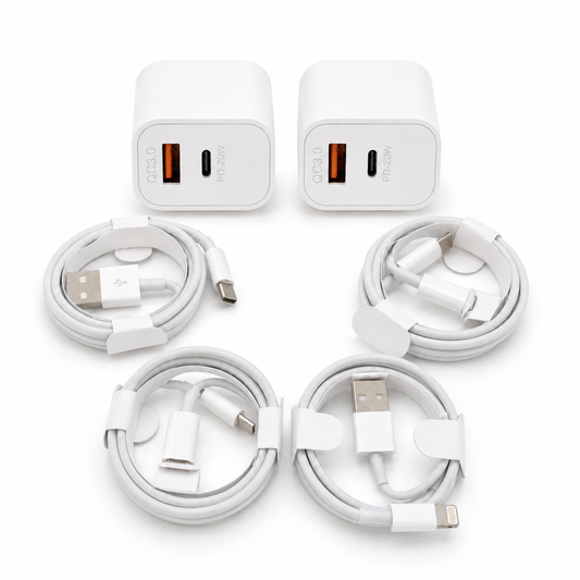 PowerReady Duo Universal Charging Kit – 2 Dual-Port Chargers + 4 Cords